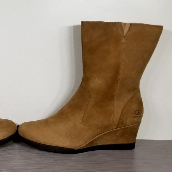UGG Joely Shearling Lined Wedge Boot Chestnut Leather, Womens Size 9.5 US / 40.5 - Picture 7 of 14